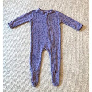 Kyte Baby Zipper Onesie Sleeper Leopard Taro Purple Size 0-3 Month